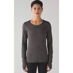 Lululemon On Track Long Sleeve in Heathered Black